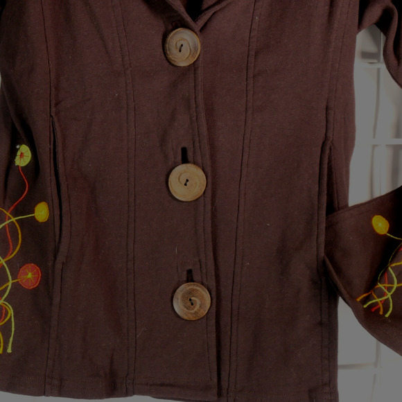 Royal Collection Cardigan Women Small Brown Embroidered Sweater Jacket NWOT - Picture 5 of 7